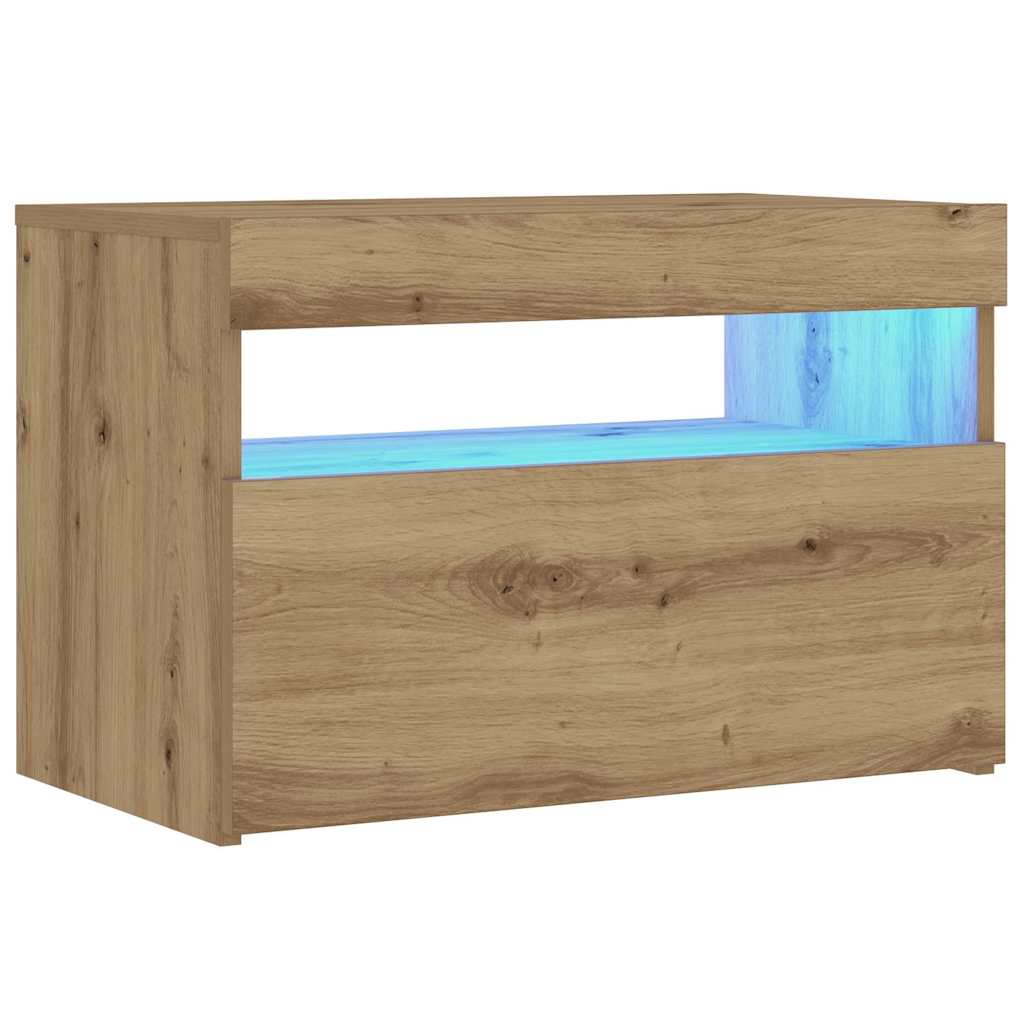 vidaXL Szafka nocna z oświetleniem LED, dąb artisan, 60x35x40 cm