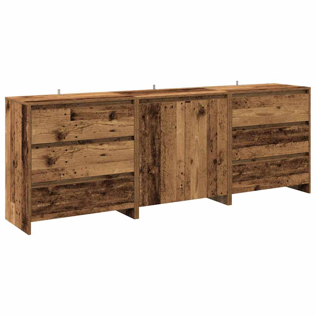 vidaXL 3-cz. szafka, stare drewno, 60x30x75cm, materiał drewnopochodny