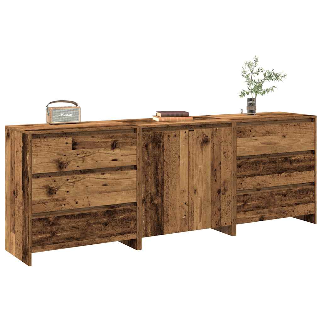 vidaXL 3-cz. szafka, stare drewno, 60x30x75cm, materiał drewnopochodny