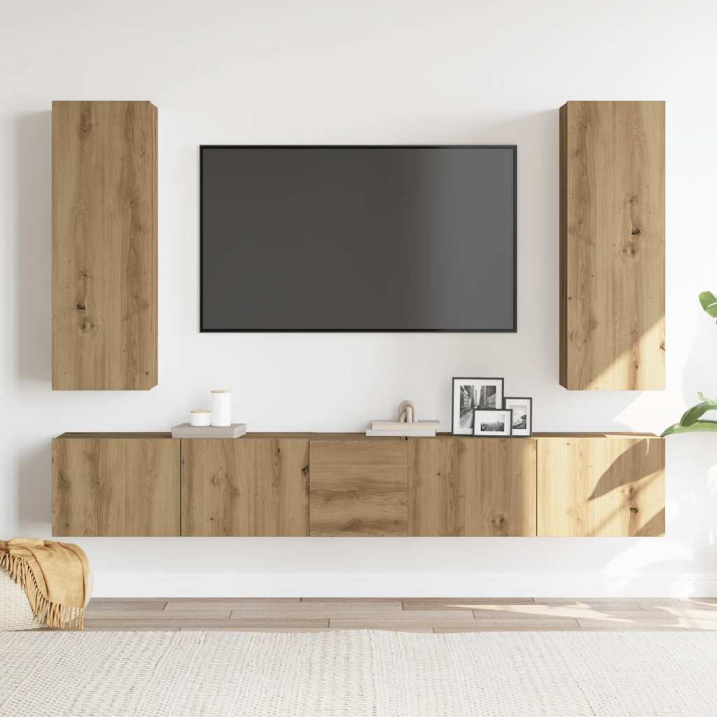 vidaXL 5-cz. zestaw szafek TV, dąb artisan, materiał drewnopochodny