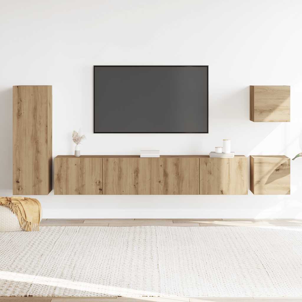 vidaXL 5-cz. zestaw szafek TV, dąb artisan, materiał drewnopochodny