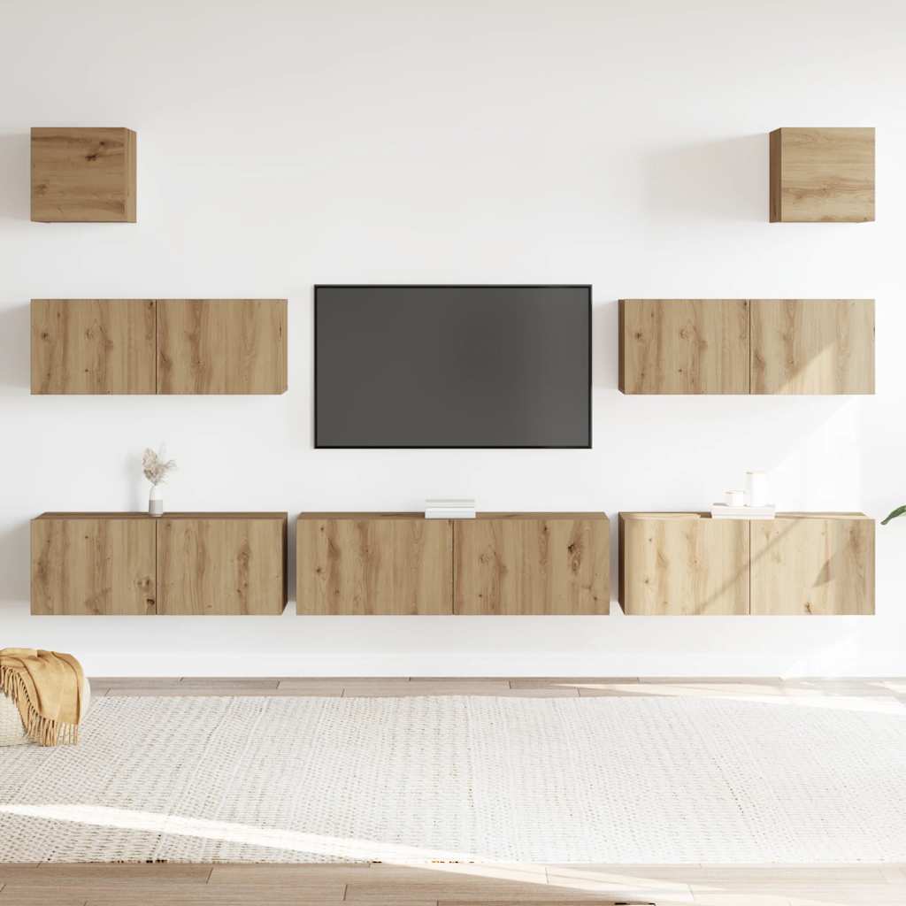 vidaXL 7-cz. zestaw szafek TV, dąb artisan, materiał drewnopochodny