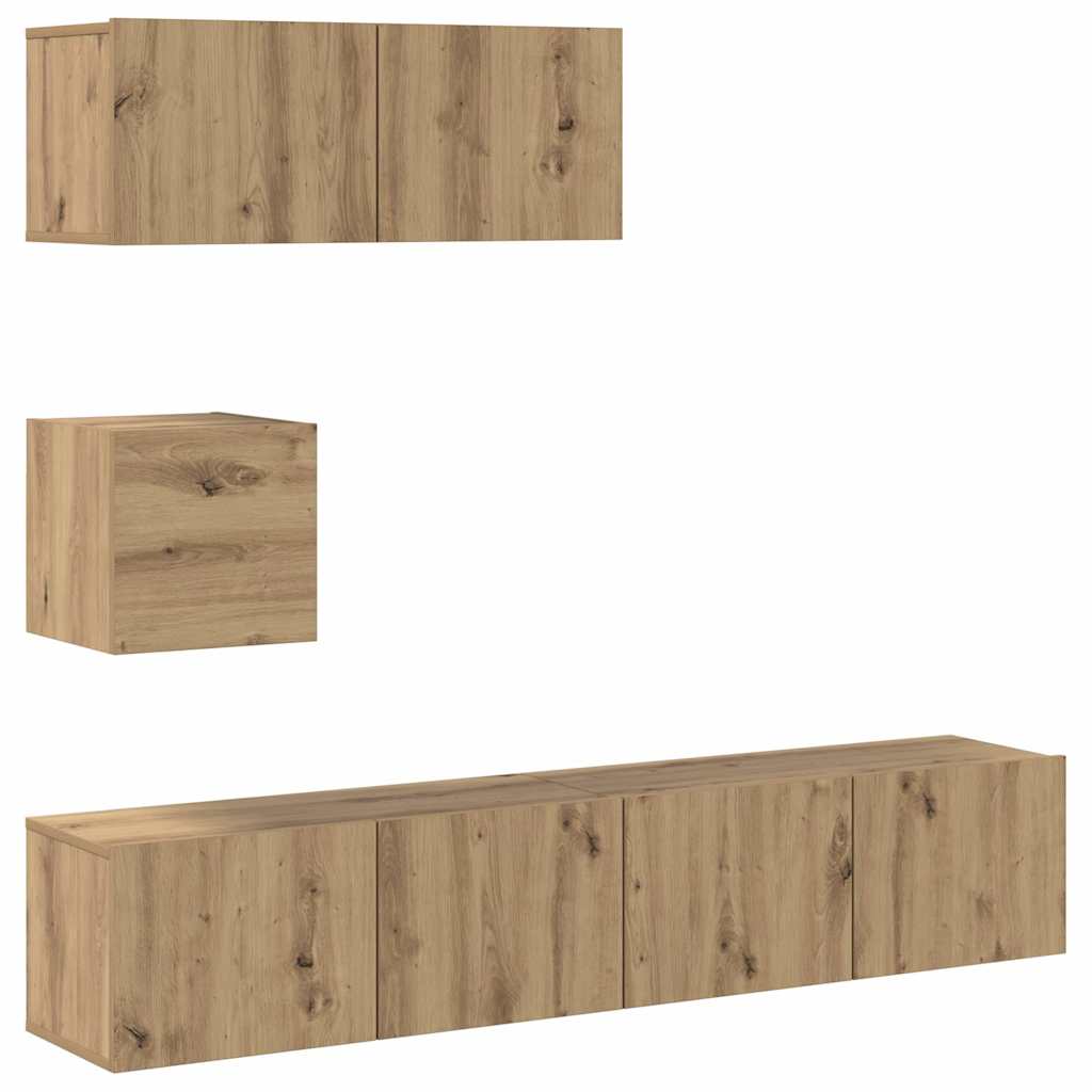 vidaXL 4-cz. zestaw szafek TV, dąb artisan, materiał drewnopochodny
