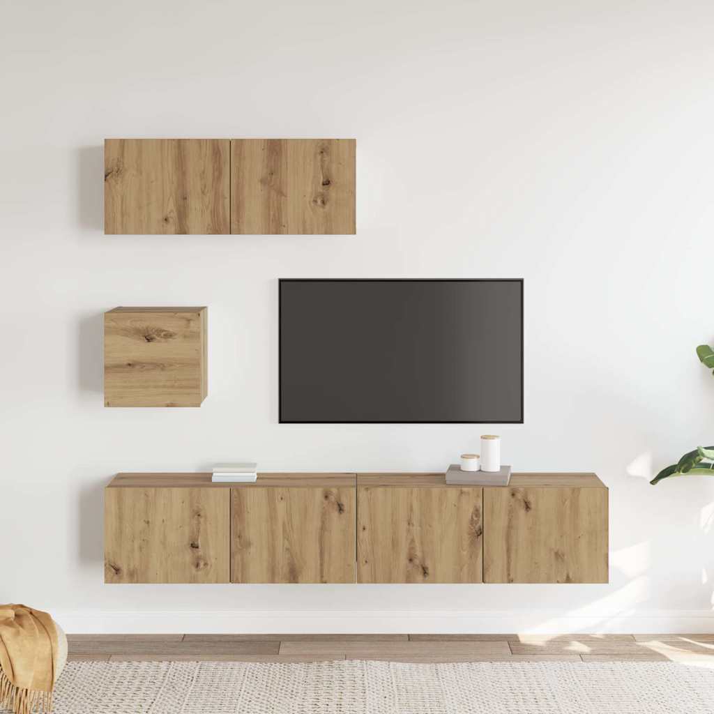 vidaXL 4-cz. zestaw szafek TV, dąb artisan, materiał drewnopochodny