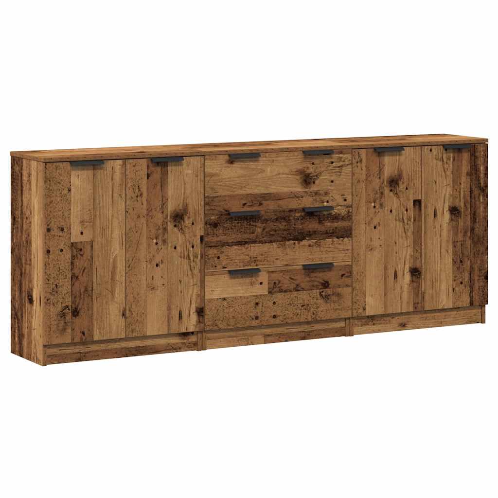vidaXL Komody 3 szt., stare drewno 60x30x70 cm materiał drewnopochodny