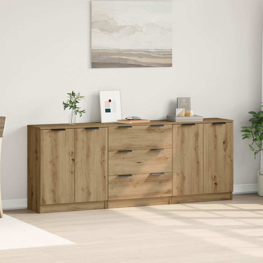 vidaXL Komody 3 szt., dąb artisan 60x30x70 cm materiał drewnopochodny