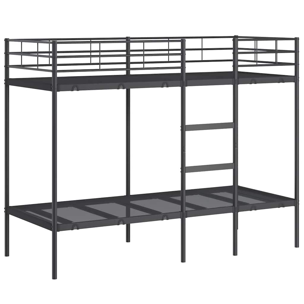 vidaXL Łóżko piętrowe bez materaca, czarne, 75x190 cm, stal