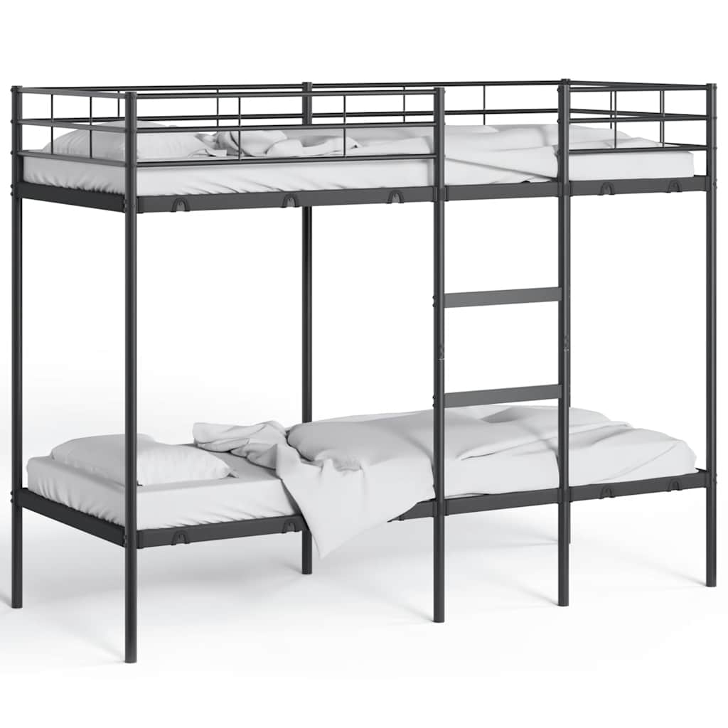 vidaXL Łóżko piętrowe bez materaca, czarne, 75x190 cm, stal