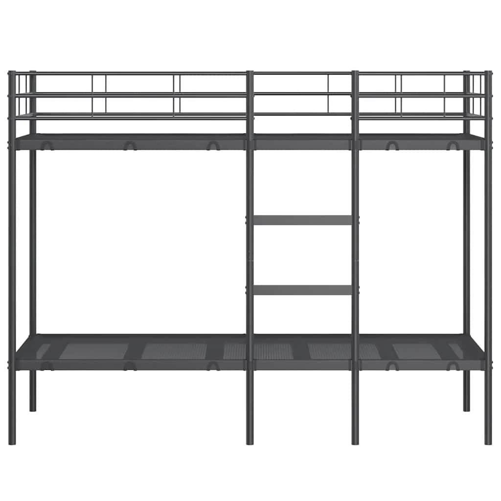 vidaXL Łóżko piętrowe bez materaca, czarne, 75x190 cm, stal