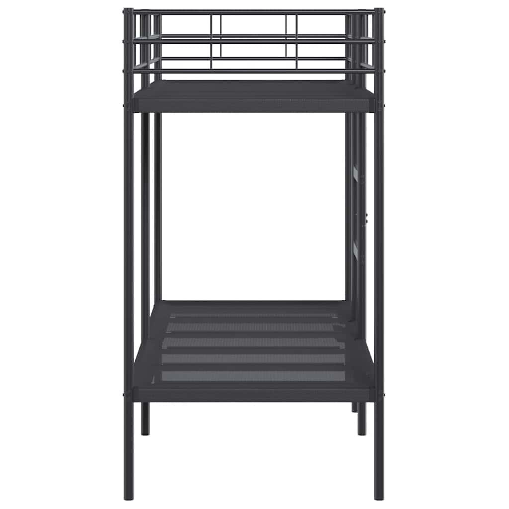 vidaXL Łóżko piętrowe bez materaca, czarne, 75x190 cm, stal