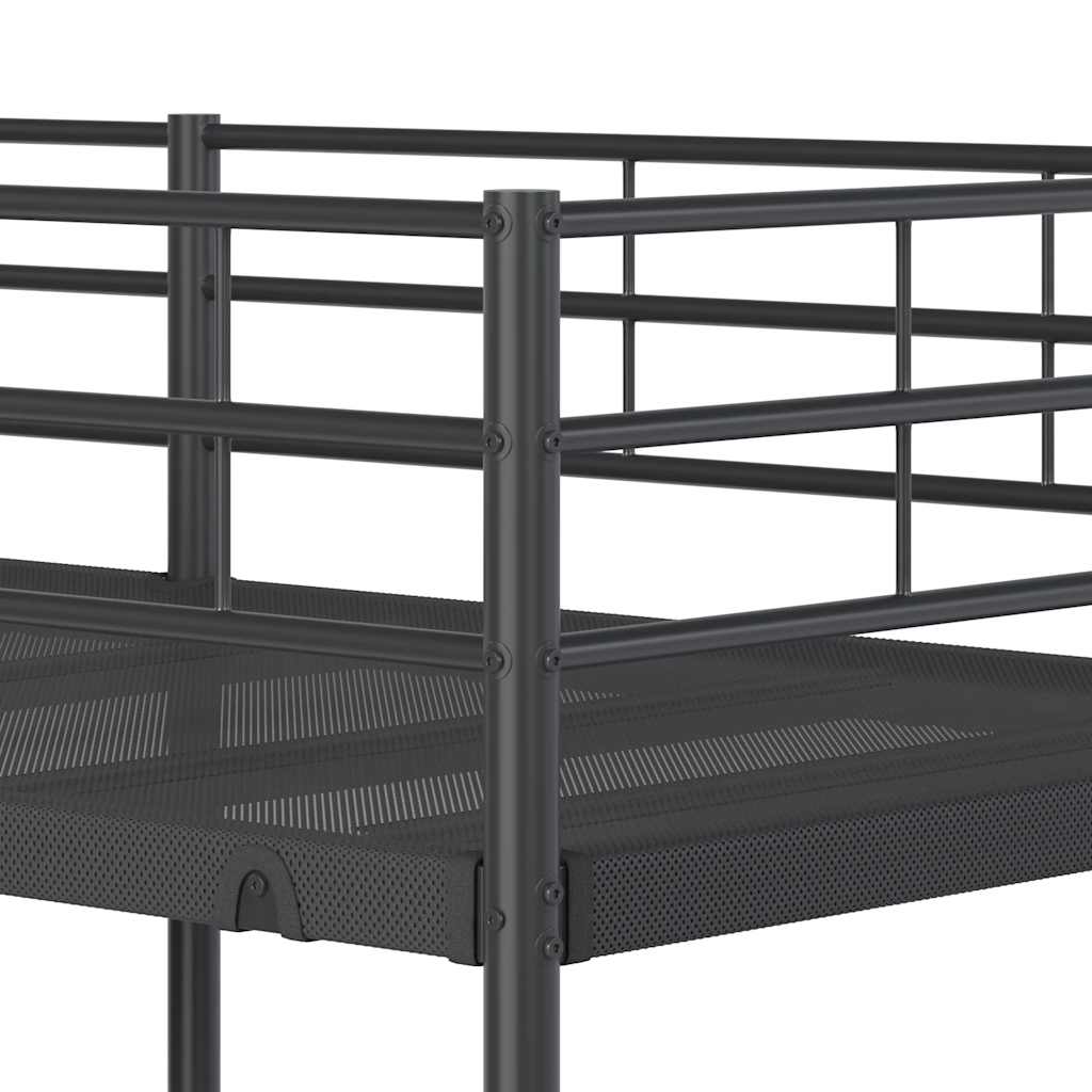 vidaXL Łóżko piętrowe bez materaca, czarne, 75x190 cm, stal