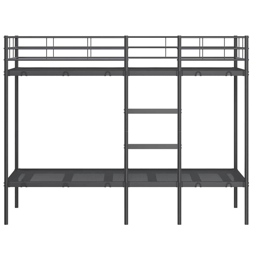 vidaXL Łóżko piętrowe bez materaca, czarne, 80x200 cm, stal