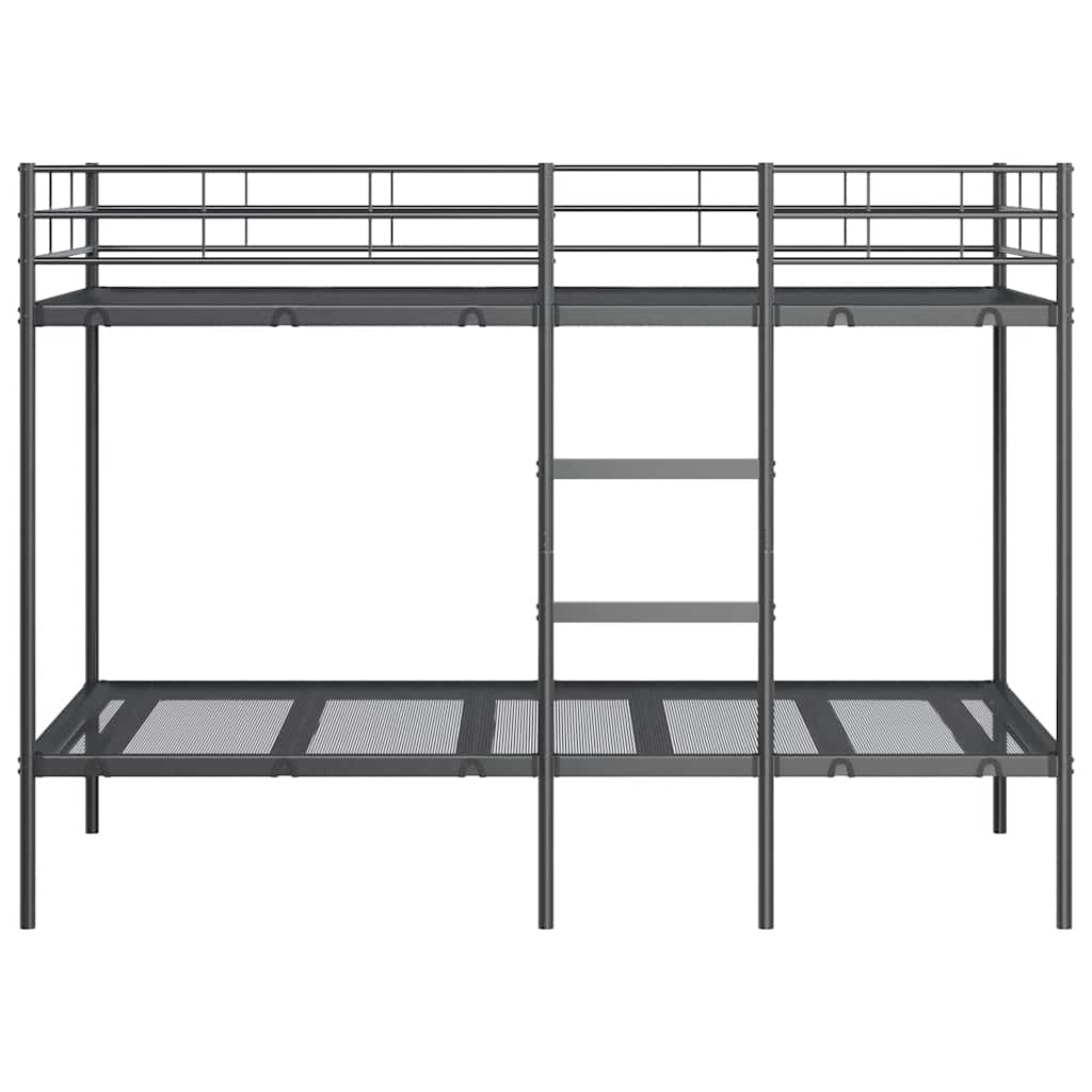 vidaXL Łóżko piętrowe bez materaca, czarne, 90x190 cm, stal