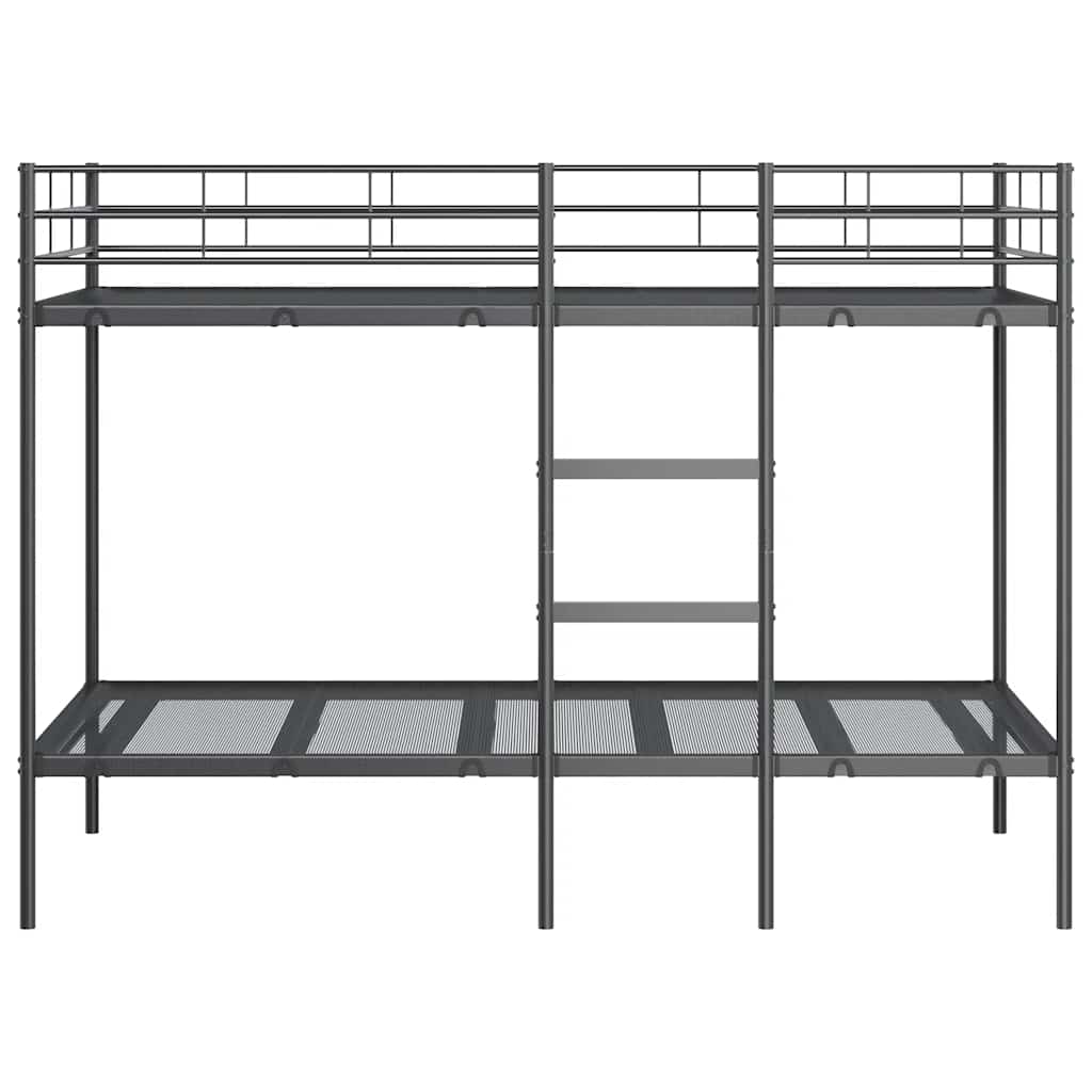 vidaXL Łóżko piętrowe bez materaca, czarne, 90x200 cm, stal