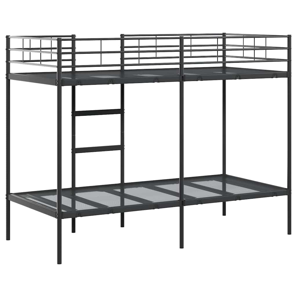 vidaXL Łóżko piętrowe bez materaca, czarne, 90x200 cm, stal