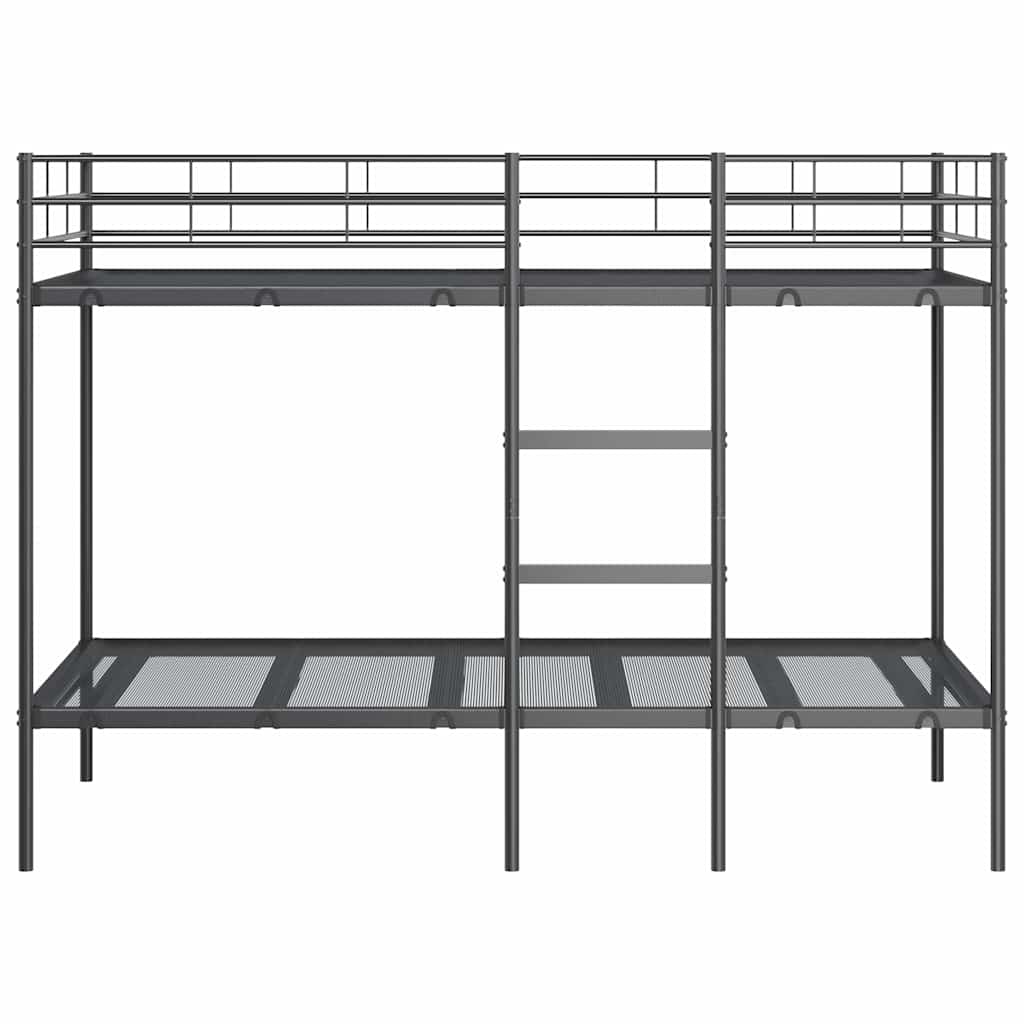 vidaXL Łóżko piętrowe bez materaca, czarne, 100x190 cm, stal
