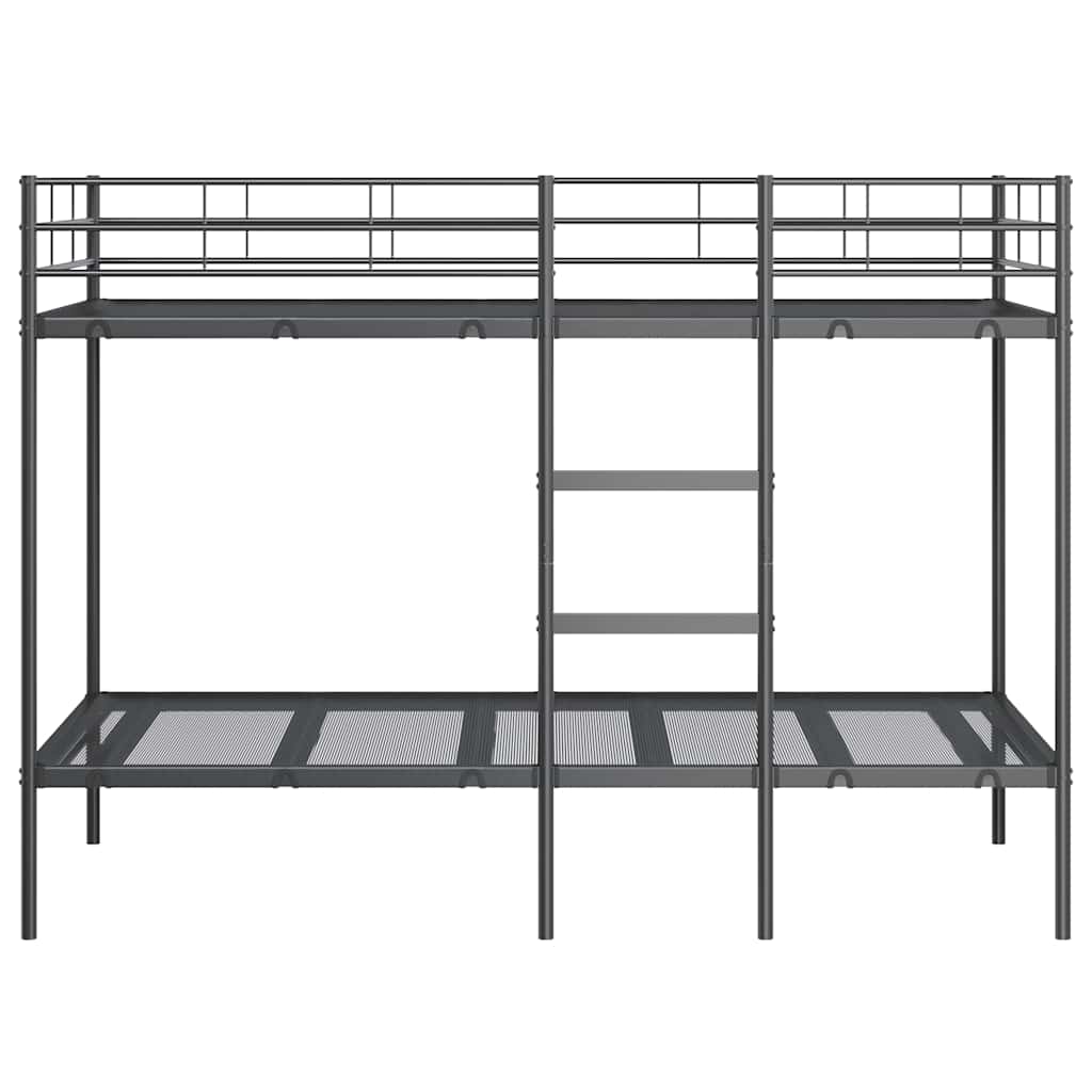 vidaXL Łóżko piętrowe bez materaca, czarne, 100x200 cm, stal