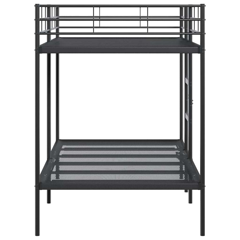 vidaXL Łóżko piętrowe bez materaca, czarne, 100x200 cm, stal