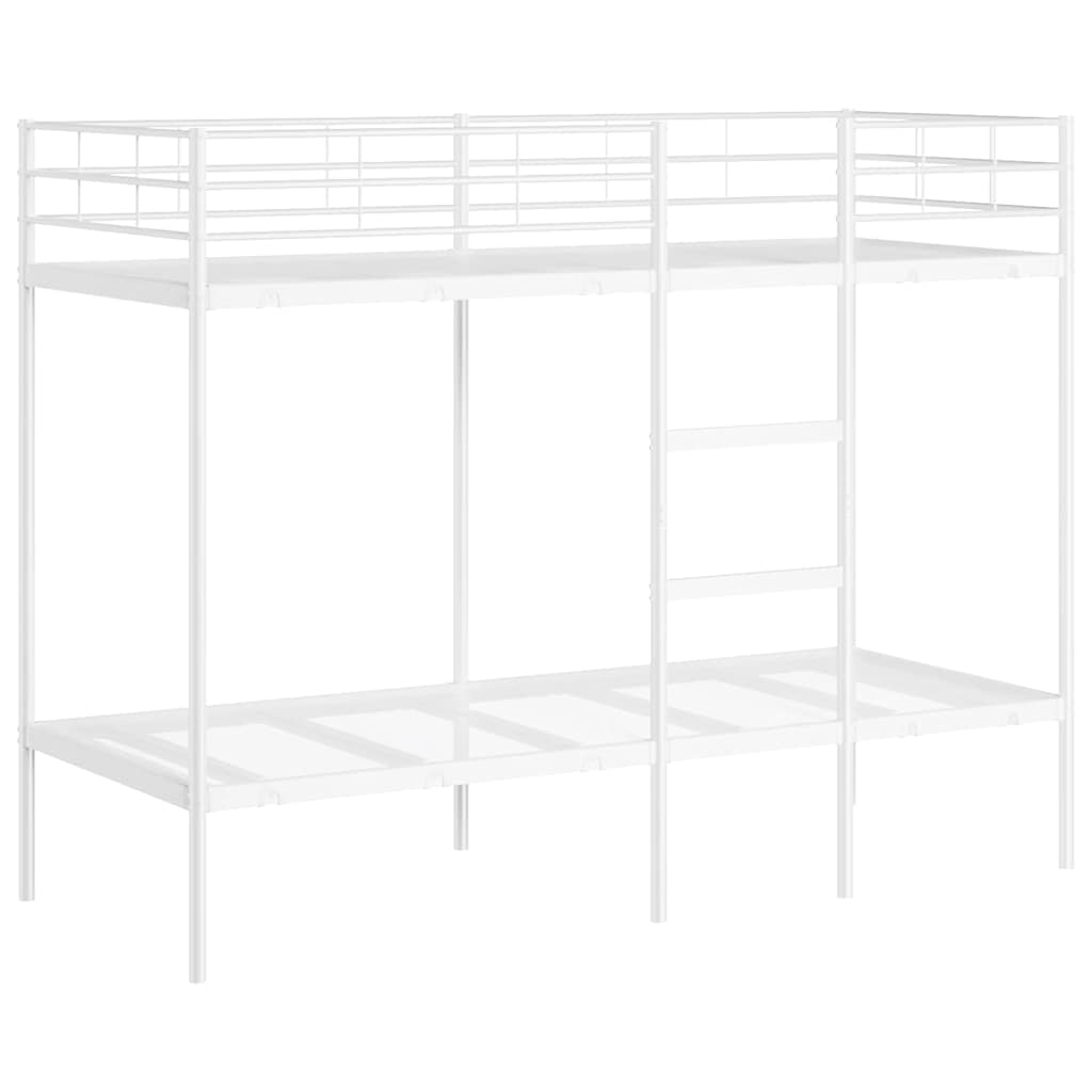 vidaXL Łóżko piętrowe bez materaca, białe, 75x190 cm, stal