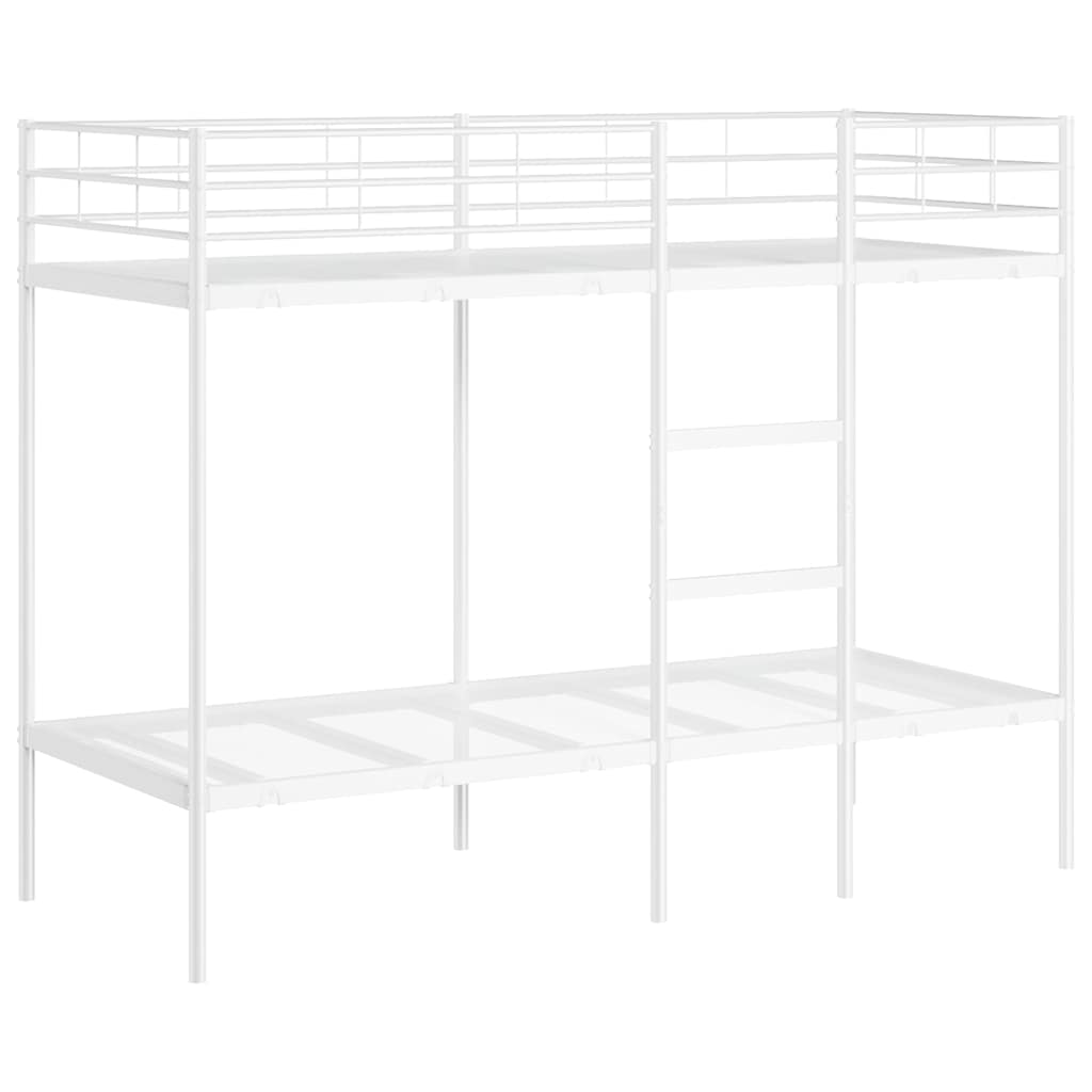 vidaXL Łóżko piętrowe bez materaca, białe, 80x200 cm, stal