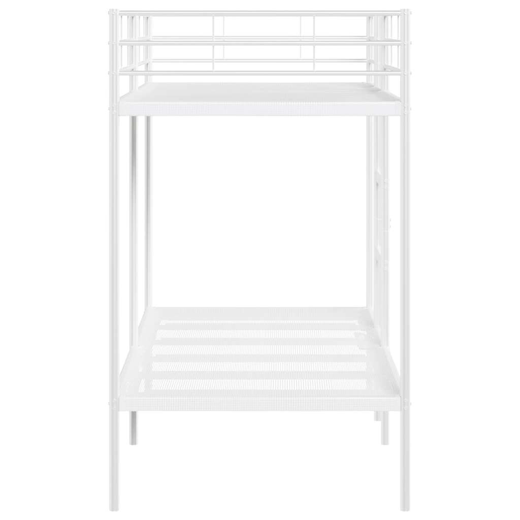vidaXL Łóżko piętrowe bez materaca, białe, 90x200 cm, stal