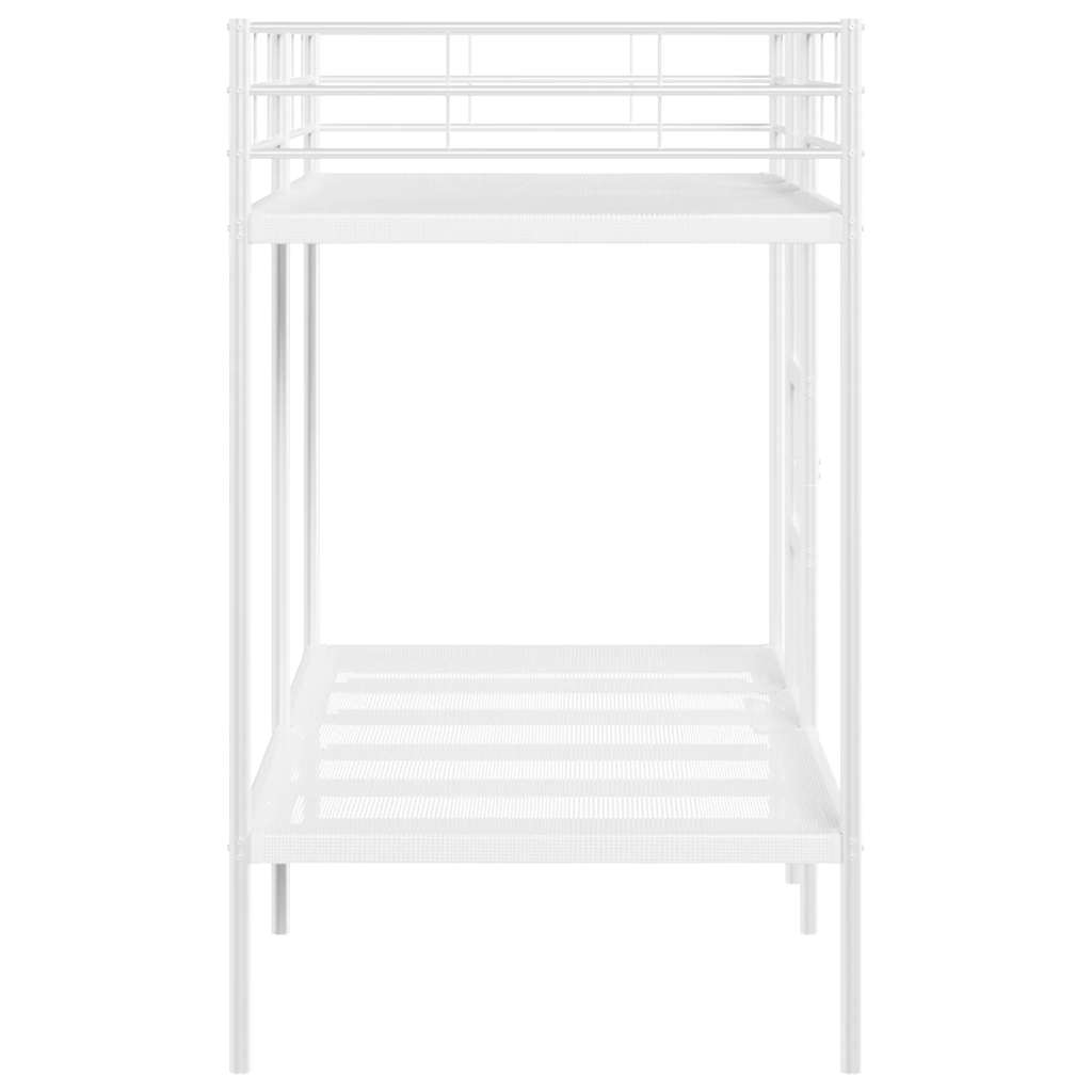 vidaXL Łóżko piętrowe bez materaca, białe, 100x190 cm, stal
