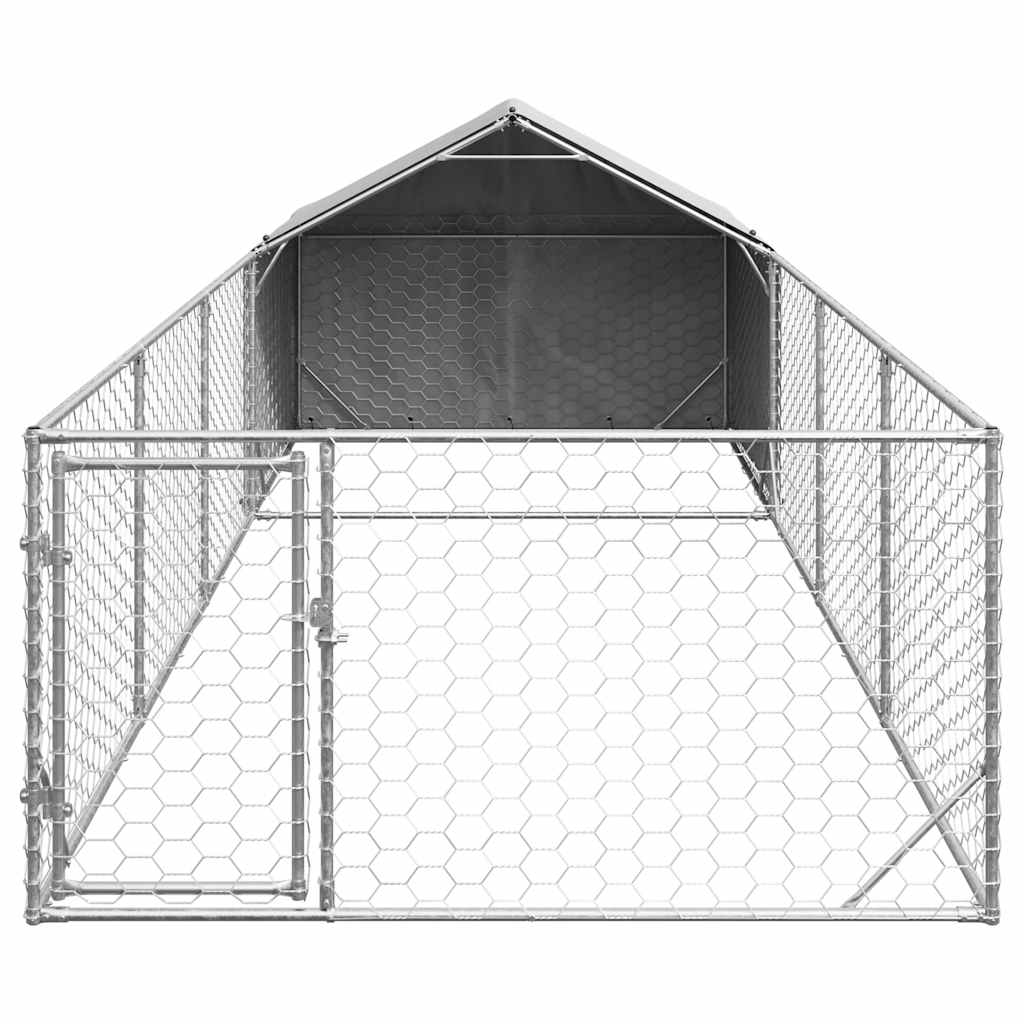 vidaXL Zewnętrzna buda dla psa z wybiegiem 7x2x1,5 m Stal ocynkowana
