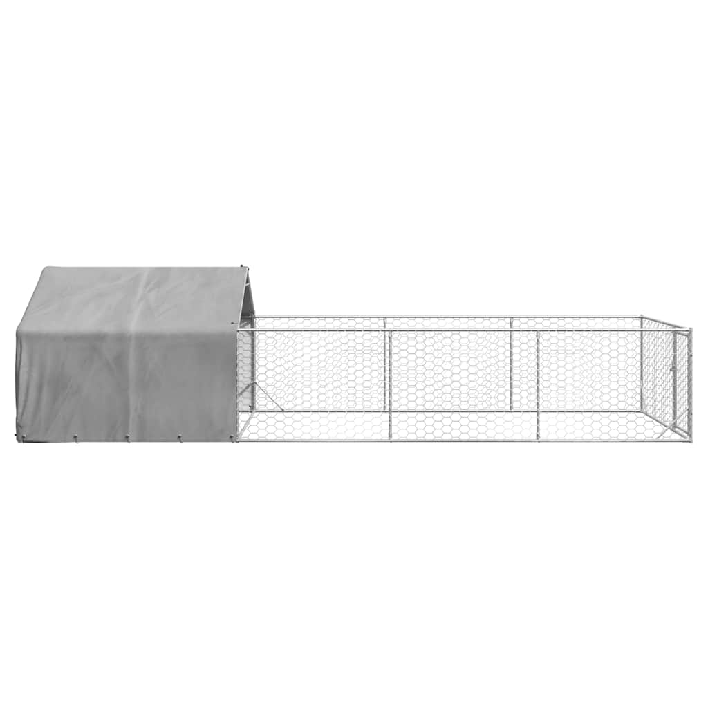 vidaXL Zewnętrzna buda dla psa z wybiegiem 7x2x1,5 m Stal ocynkowana