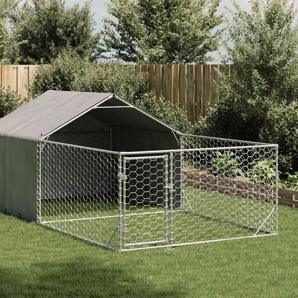 vidaXL Zewnętrzna buda dla psa z wybiegiem 7x2x1,5 m Stal ocynkowana