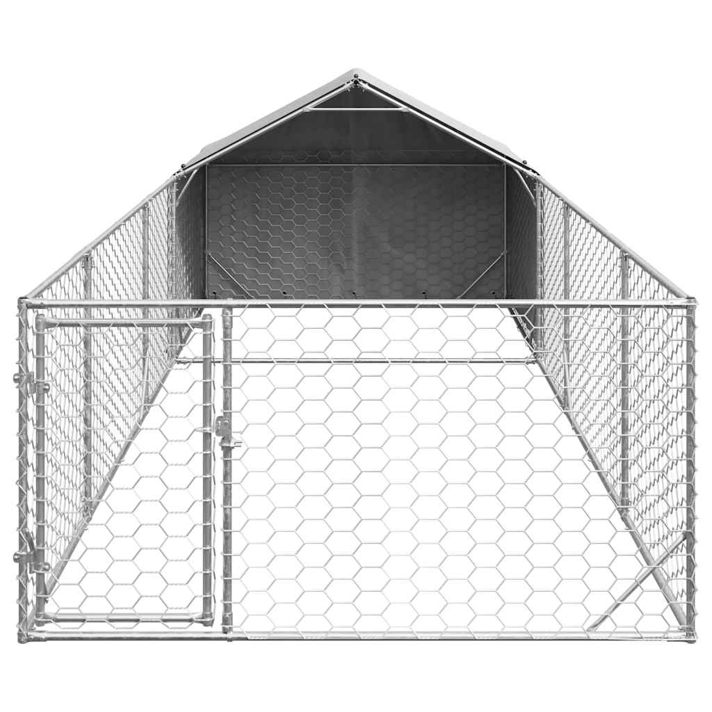 vidaXL Zewnętrzna buda dla psa z wybiegiem 6x2x1,5 m Stal ocynkowana