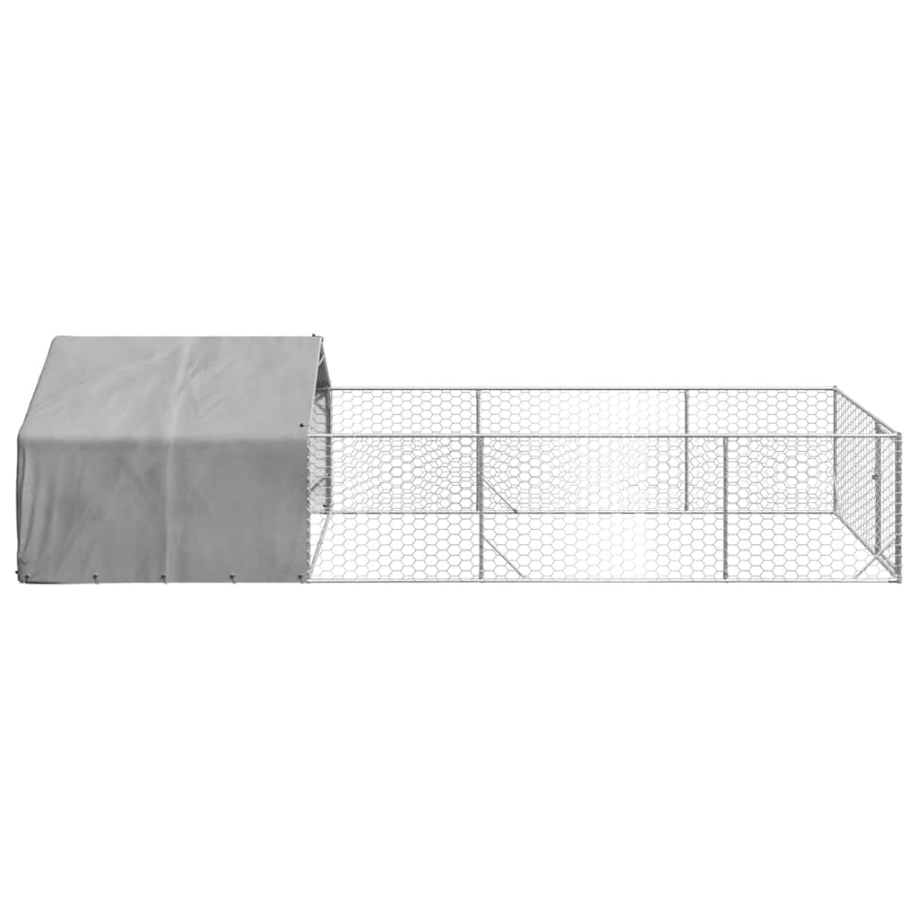 vidaXL Zewnętrzna buda dla psa z wybiegiem 6x2x1,5 m Stal ocynkowana