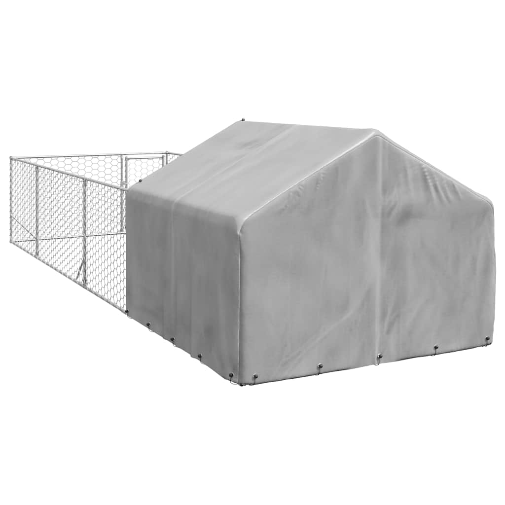 vidaXL Zewnętrzna buda dla psa z wybiegiem 6x2x1,5 m Stal ocynkowana