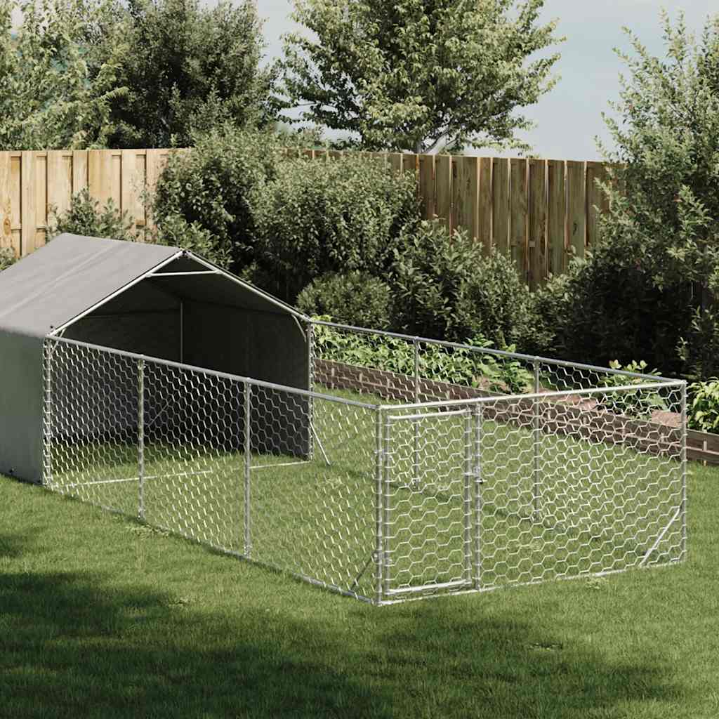 vidaXL Zewnętrzna buda dla psa z wybiegiem 6x2x1,5 m Stal ocynkowana
