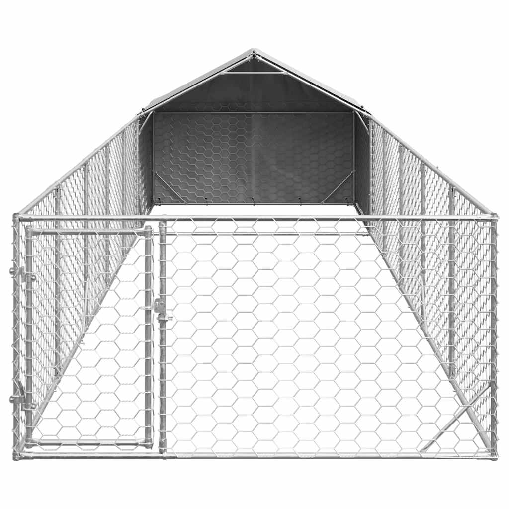 vidaXL Zewnętrzna buda dla psa z wybiegiem 8x2x1,5 m Stal ocynkowana