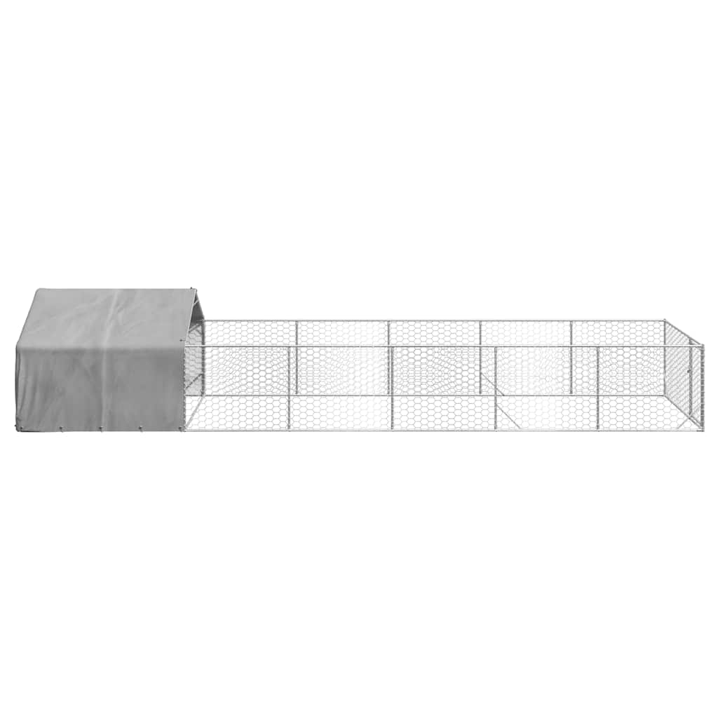 vidaXL Zewnętrzna buda dla psa z wybiegiem 8x2x1,5 m Stal ocynkowana