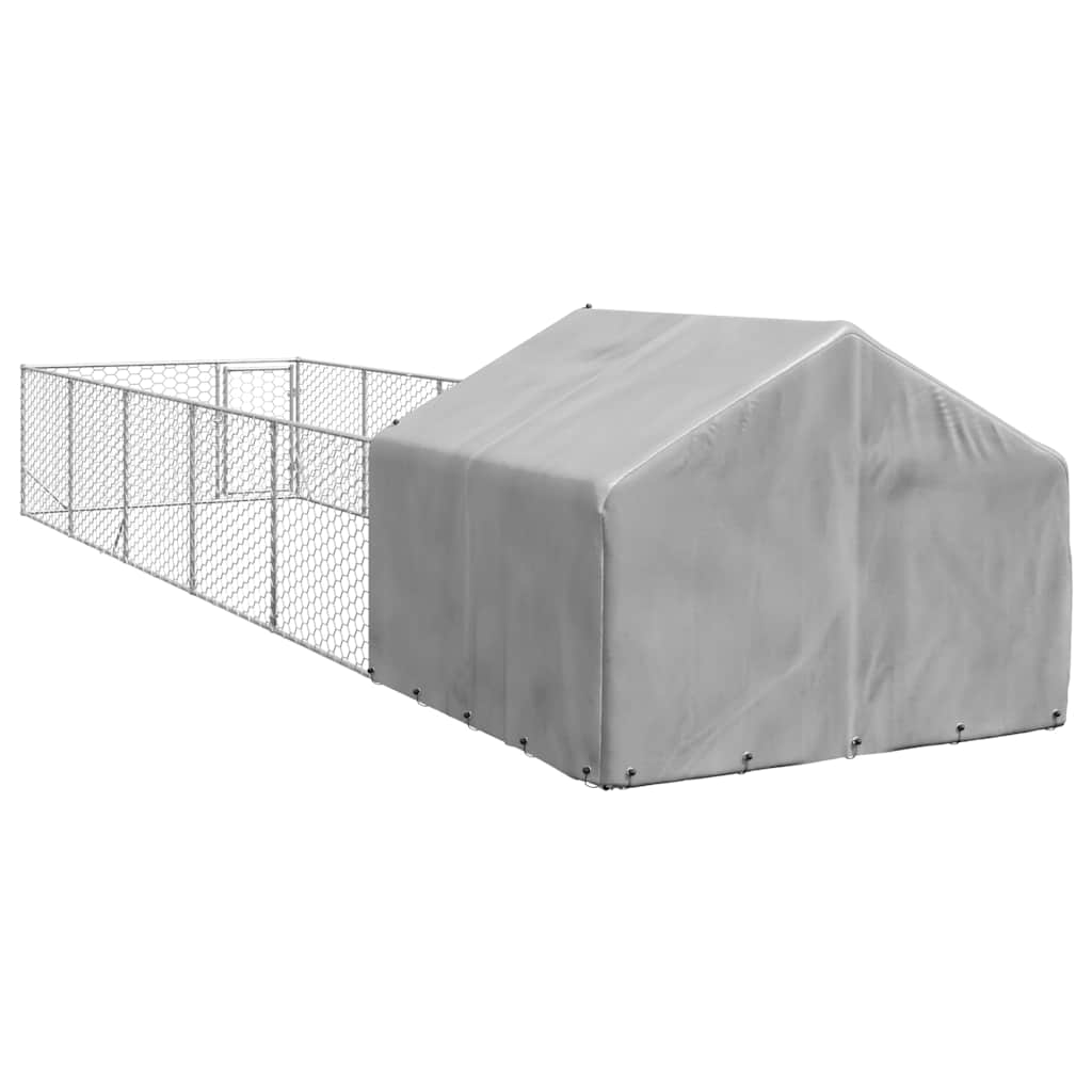 vidaXL Zewnętrzna buda dla psa z wybiegiem 8x2x1,5 m Stal ocynkowana