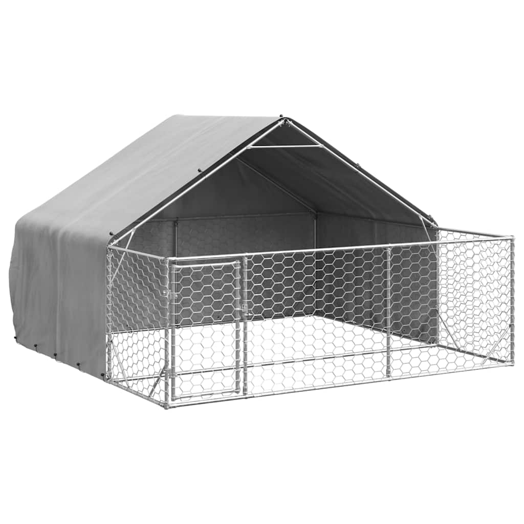 vidaXL Zewnętrzna buda dla psa z wybiegiem 3x3x1,9 m Stal ocynkowana