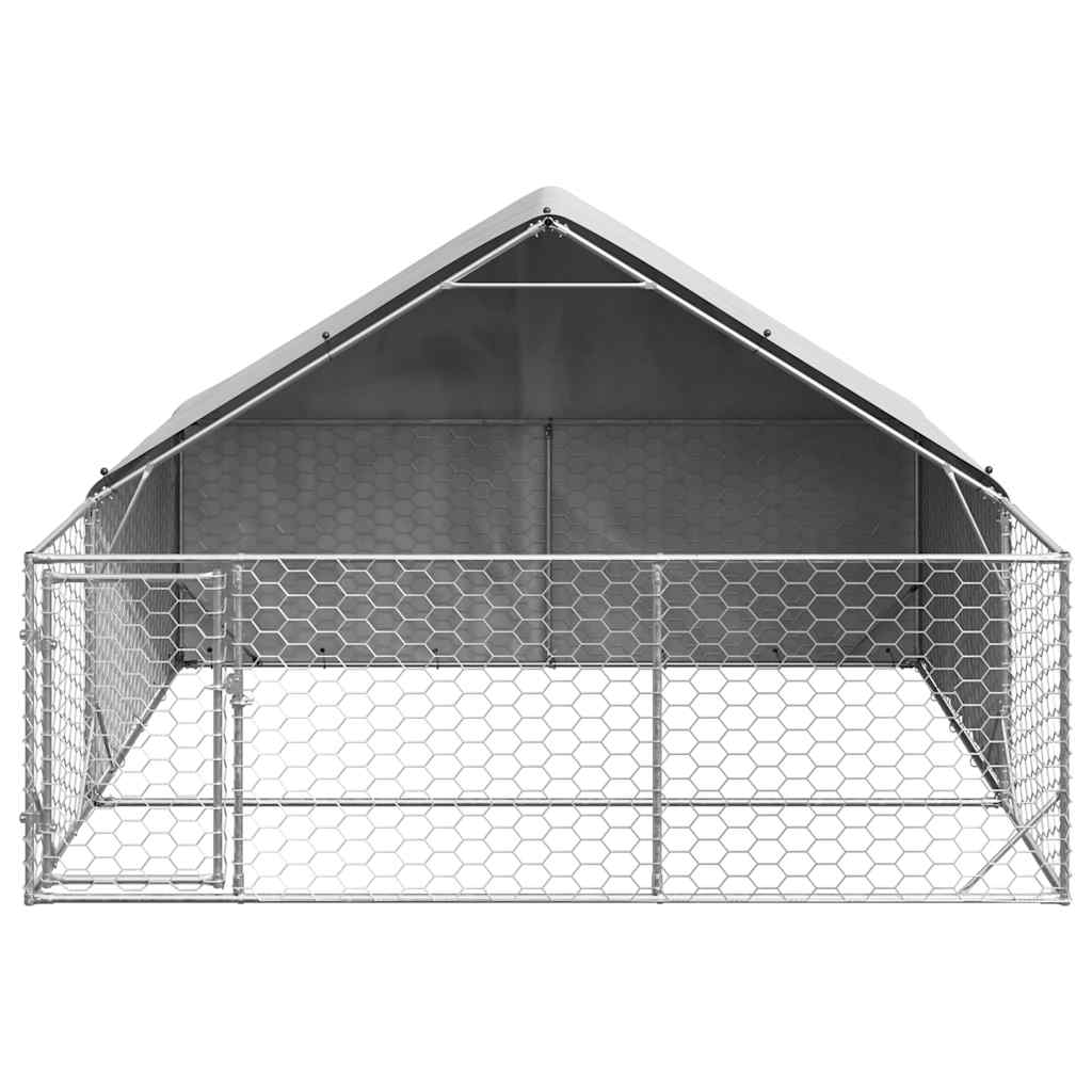 vidaXL Zewnętrzna buda dla psa z wybiegiem 3x3x1,9 m Stal ocynkowana