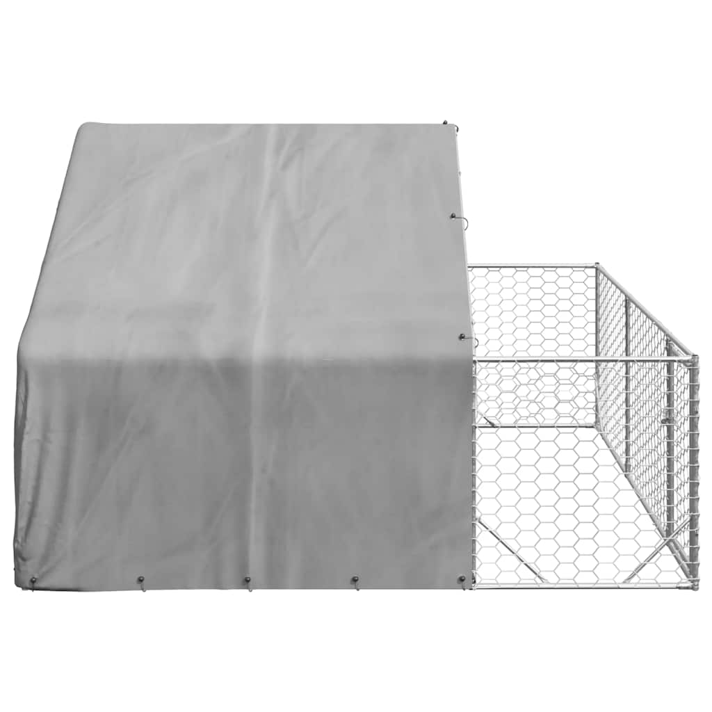 vidaXL Zewnętrzna buda dla psa z wybiegiem 3x3x1,9 m Stal ocynkowana
