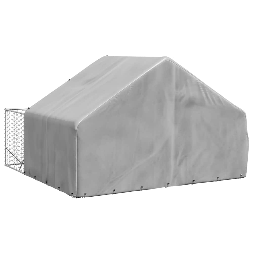 vidaXL Zewnętrzna buda dla psa z wybiegiem 3x3x1,9 m Stal ocynkowana
