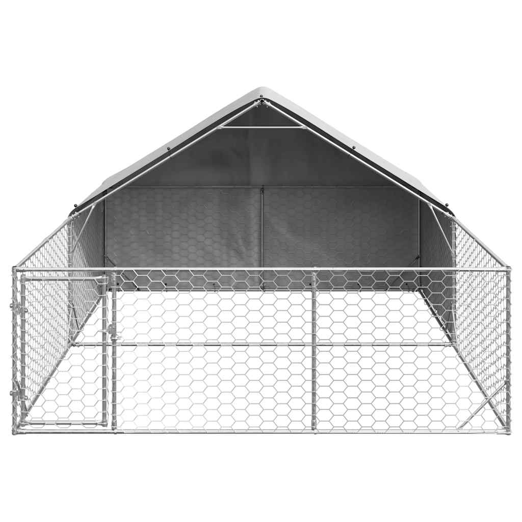 vidaXL Zewnętrzna buda dla psa z wybiegiem 4x3x1,9 m Stal ocynkowana
