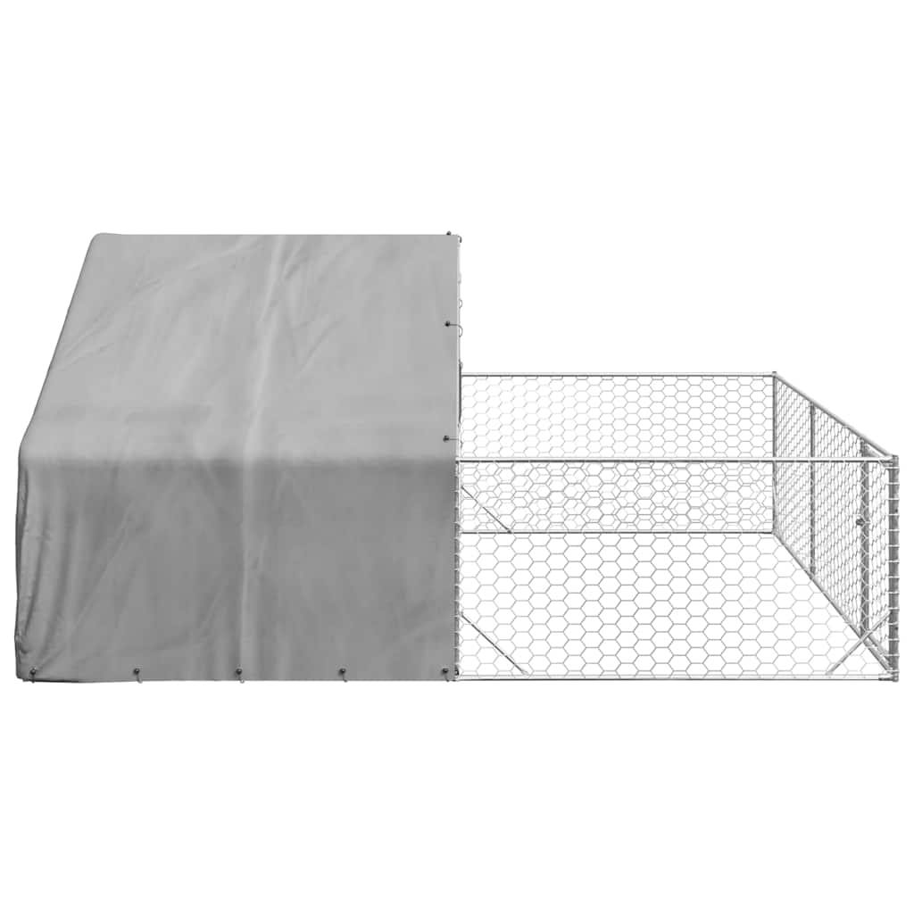 vidaXL Zewnętrzna buda dla psa z wybiegiem 4x3x1,9 m Stal ocynkowana