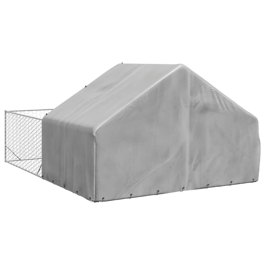 vidaXL Zewnętrzna buda dla psa z wybiegiem 4x3x1,9 m Stal ocynkowana