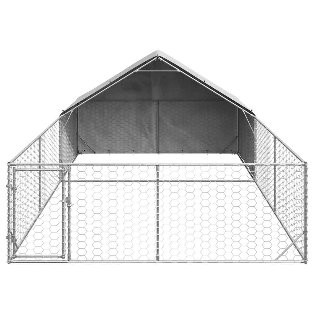 vidaXL Zewnętrzna buda dla psa z wybiegiem 6x3x1,9 m Stal ocynkowana