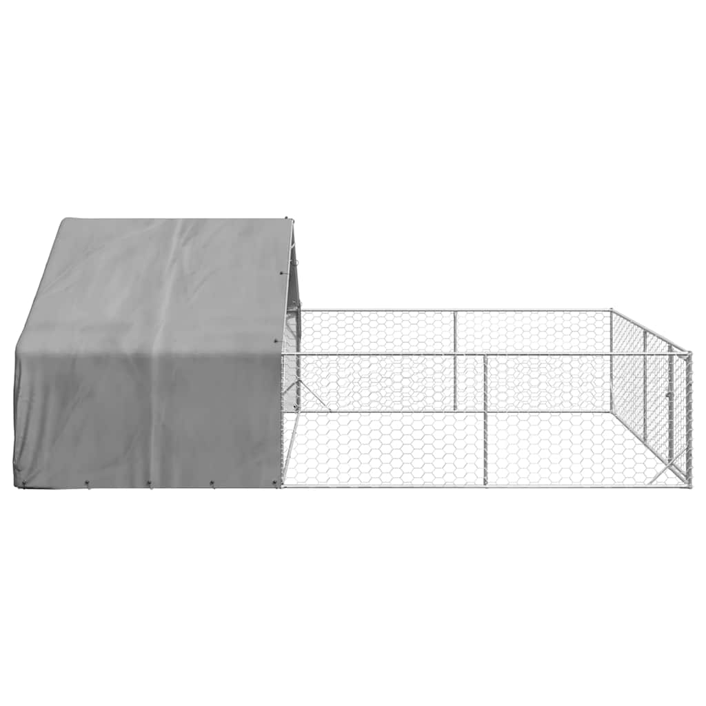 vidaXL Zewnętrzna buda dla psa z wybiegiem 6x3x1,9 m Stal ocynkowana