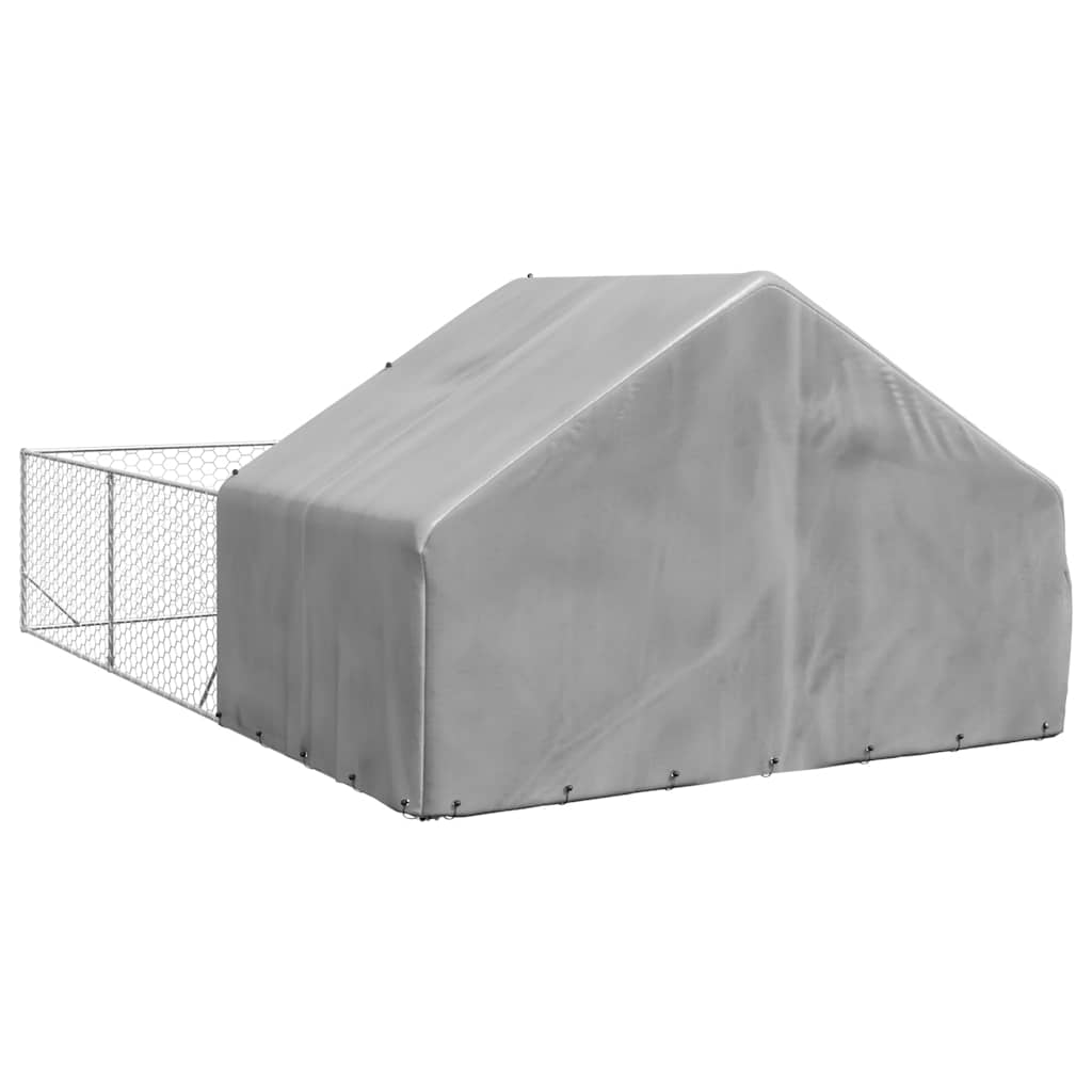 vidaXL Zewnętrzna buda dla psa z wybiegiem 6x3x1,9 m Stal ocynkowana