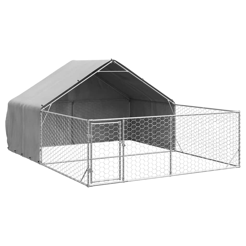 vidaXL Zewnętrzna buda dla psa z wybiegiem 5x3x1,9 m Stal ocynkowana