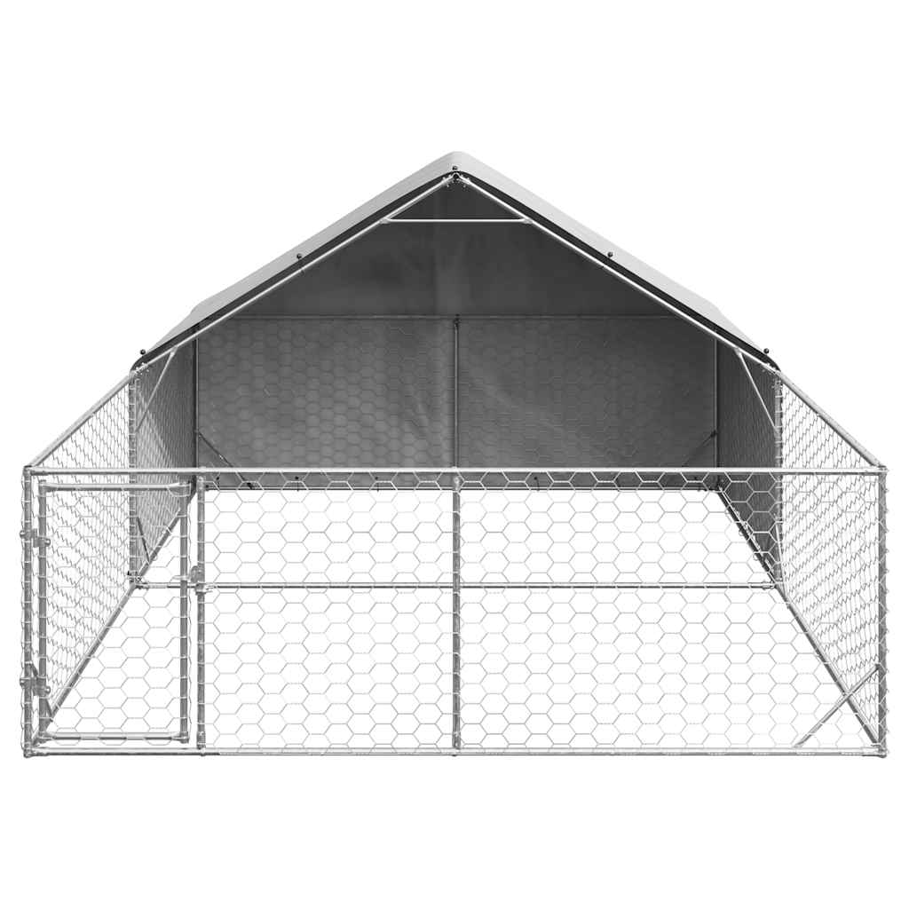 vidaXL Zewnętrzna buda dla psa z wybiegiem 5x3x1,9 m Stal ocynkowana