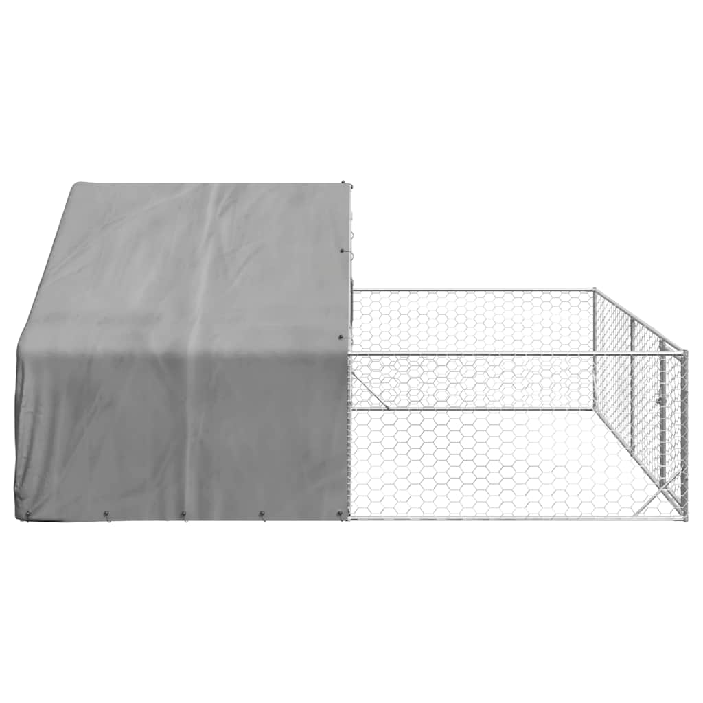 vidaXL Zewnętrzna buda dla psa z wybiegiem 5x3x1,9 m Stal ocynkowana