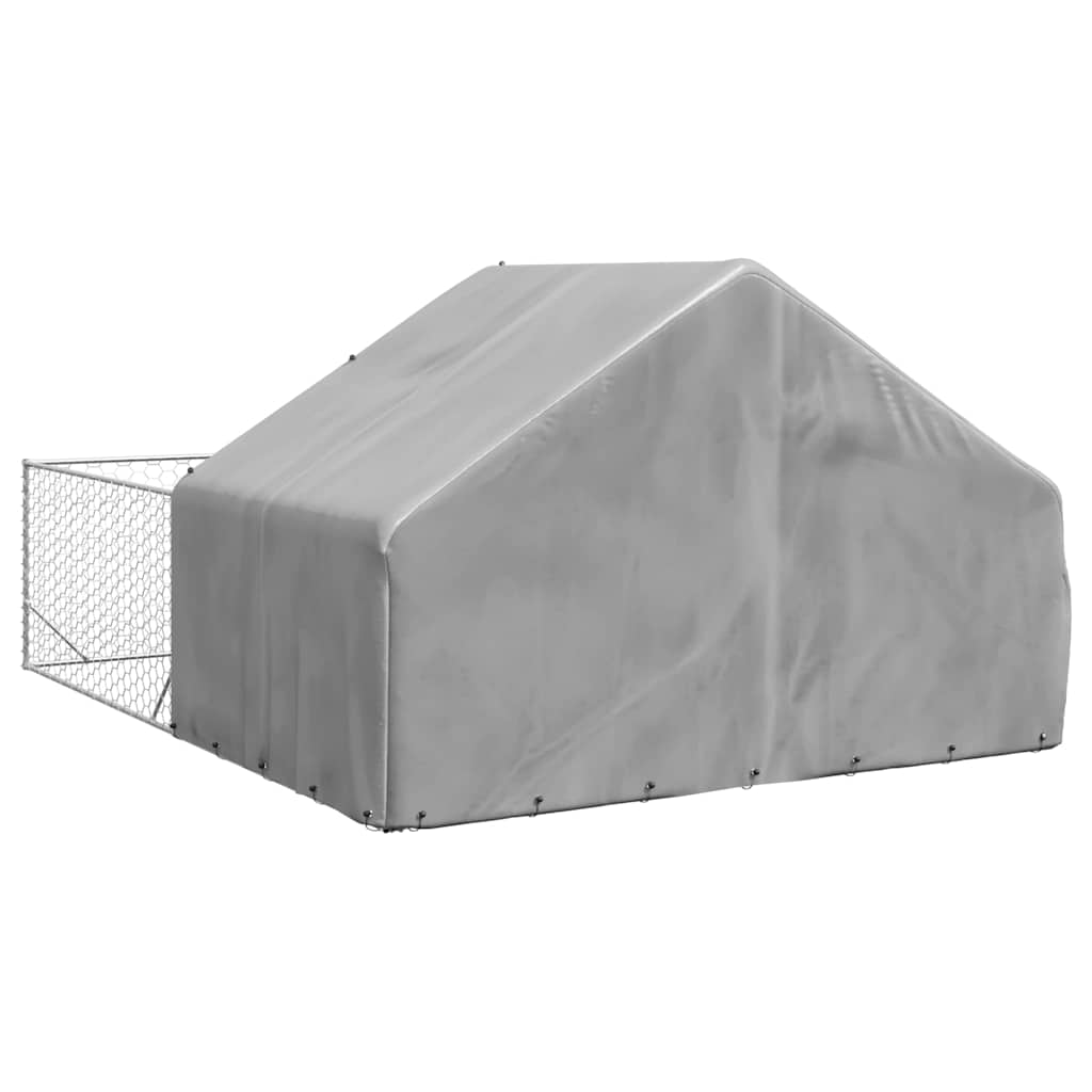 vidaXL Zewnętrzna buda dla psa z wybiegiem 5x3x1,9 m Stal ocynkowana